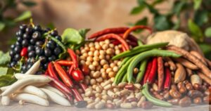 15 types of edible beans for recipes – including black beans, chickpeas, pinto, kidney, and more – arranged in bowls on a white table, perfect for healthy cooking.