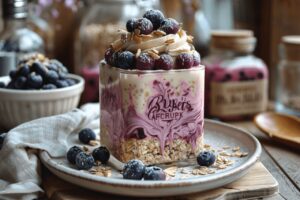 High Protein Overnight Oats with Blueberries