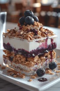High Protein Overnight Oats with Blueberries