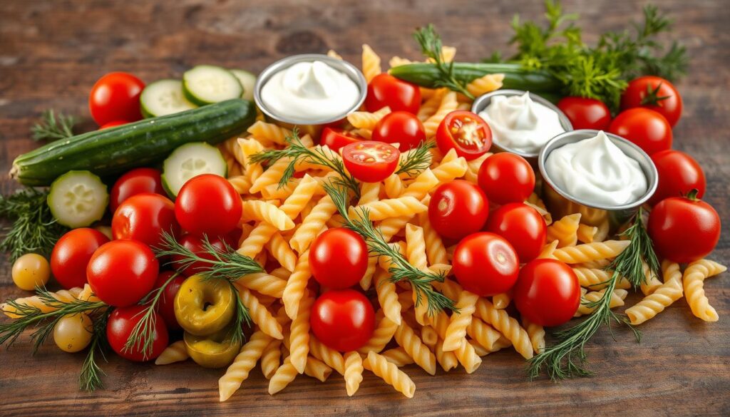 Pickle Pasta Salad Ingredients