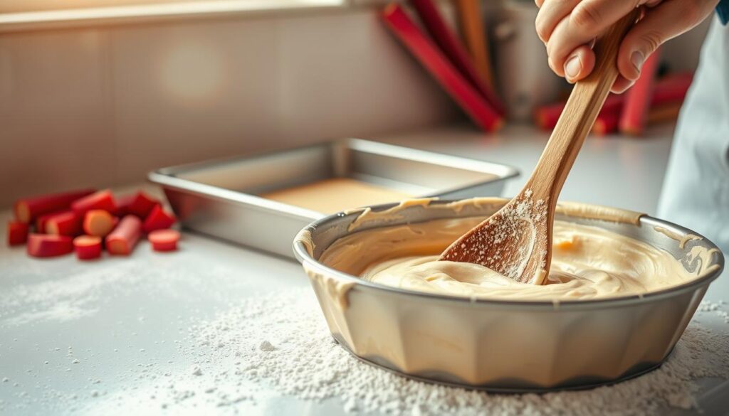 Rhubarb Cake Baking Process Rhubarb Cake Baking Process