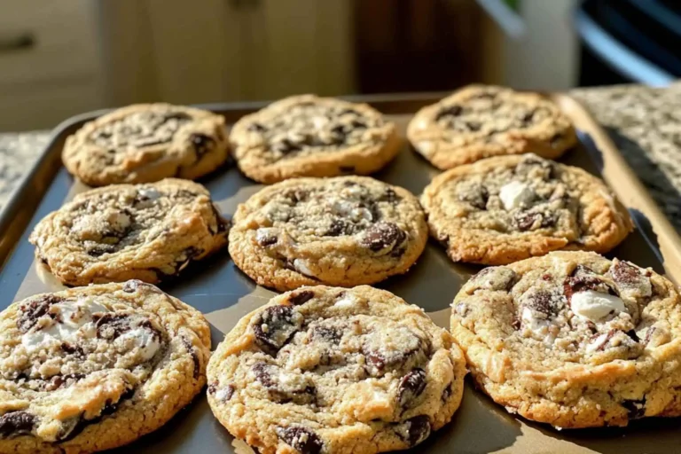 Homemade cookies and cream cookies with visible cookie pieces on a kitchen counter
